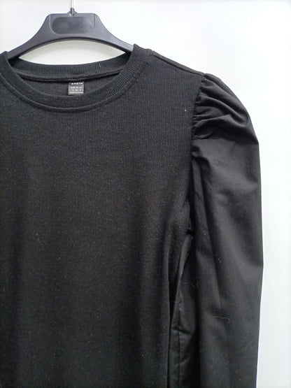SHEIN.Top negro doble textura T.S