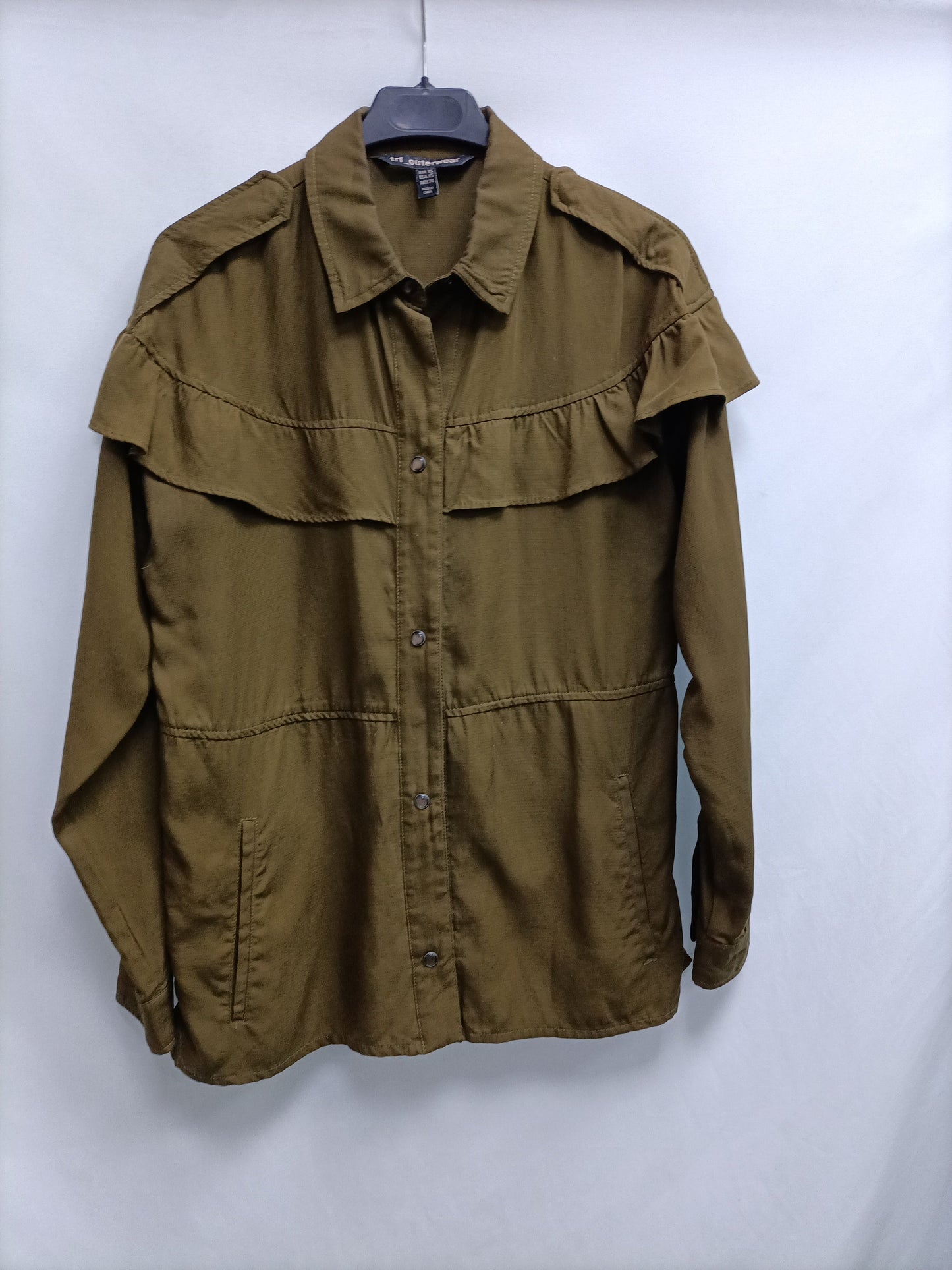 ZARA.Camisa/sobrecamisa verde caza T.XS