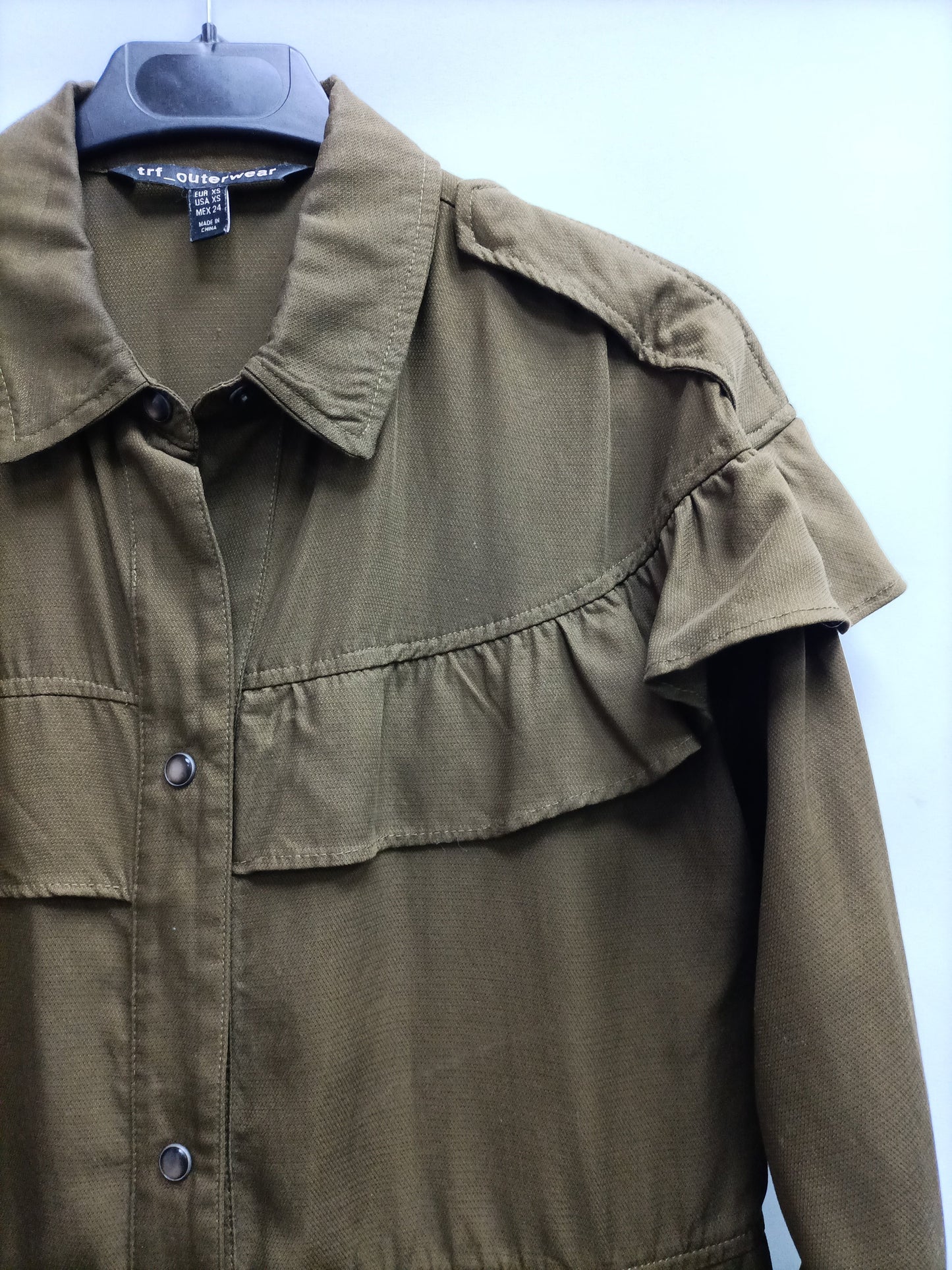 ZARA.Camisa/sobrecamisa verde caza T.XS