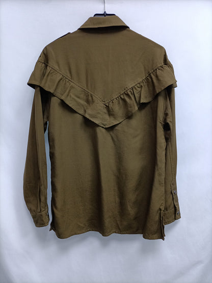 ZARA.Camisa/sobrecamisa verde caza T.XS
