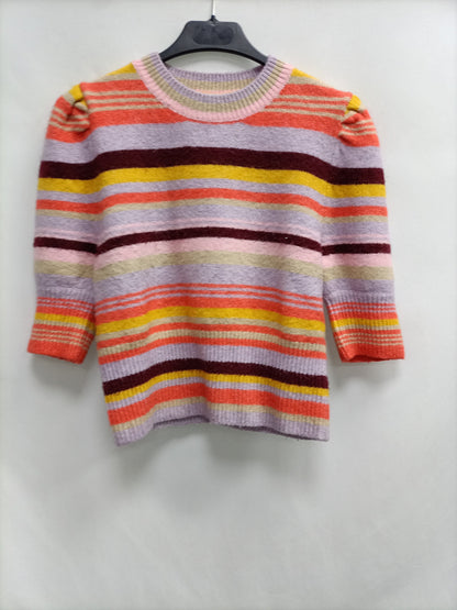ZARA.Short-sleeved striped sweater TS