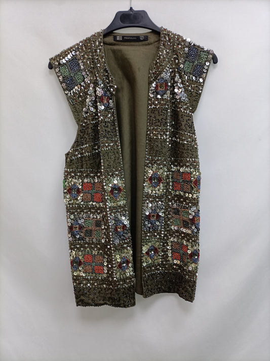 ZARA.Sequin and rhinestone vest S.XS