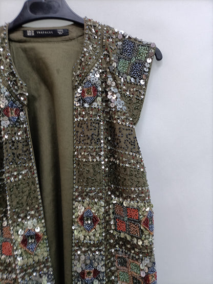 ZARA.Chaleco lentejuelas y pedrería T.XS