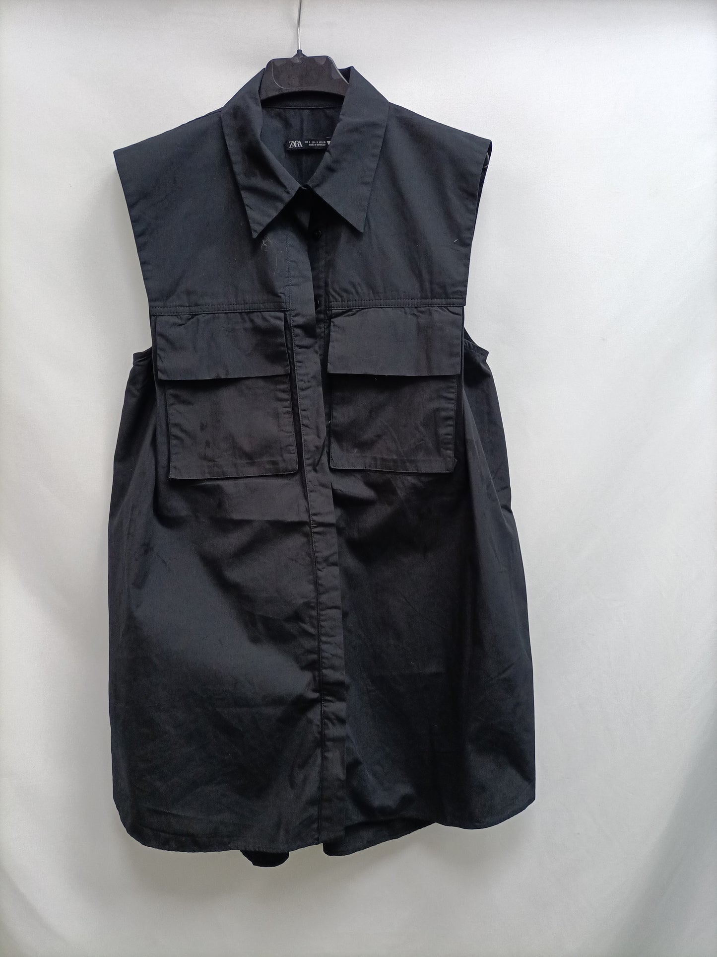 ZARA.Vestido corto camisero sin mangas T.S