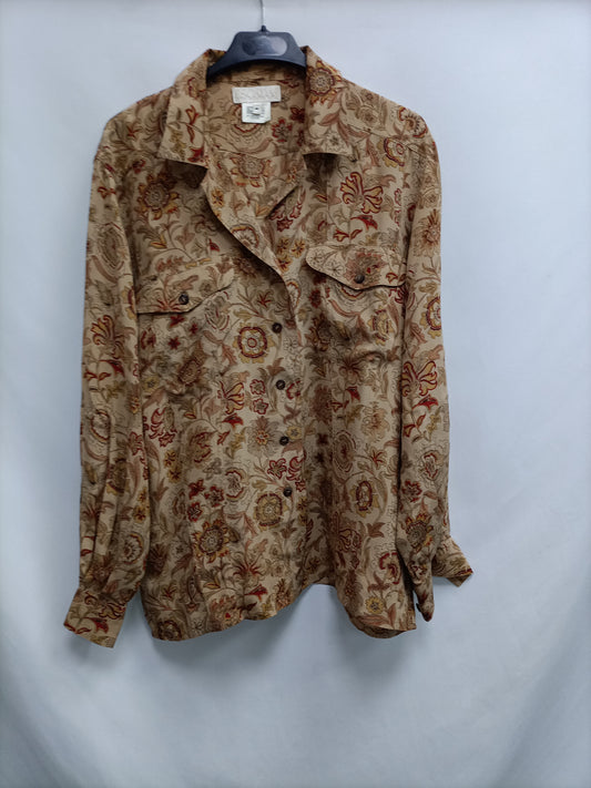 ESCADA. Camel floral shirt T.40