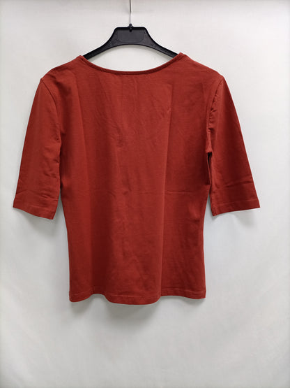 MANGO.Camiseta básica teja T.M