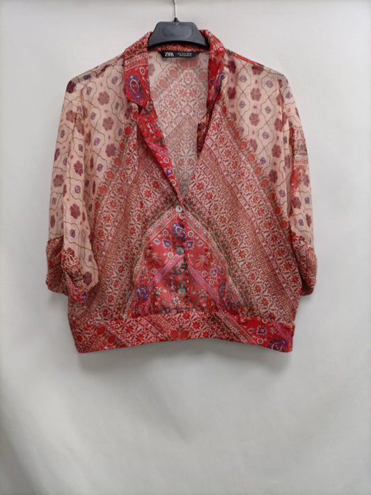 ZARA.Blusa semitransparente T.L