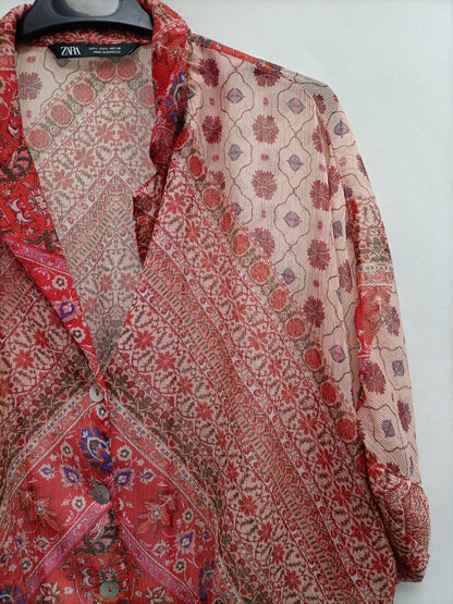 ZARA.Blusa semitransparente T.L