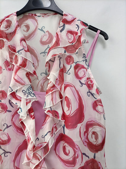 AMY GEE. Blusa rosa flores T.42