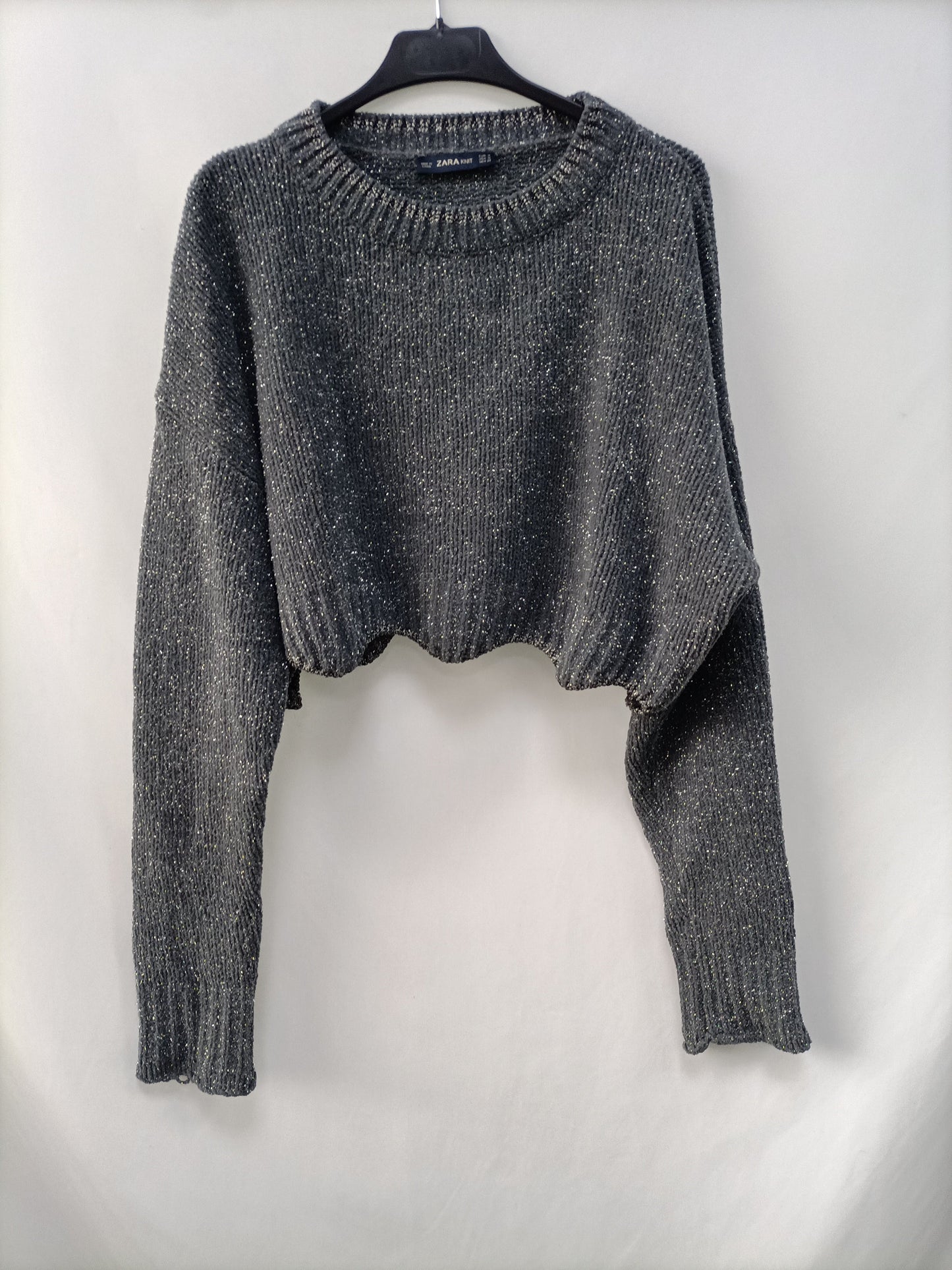 ZARA. Jersey gris crop T.m