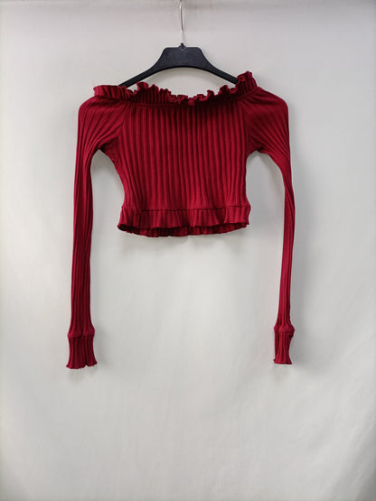 OTRAS. Top burdeos canalé Tu(xs)