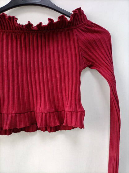 OTRAS. Top burdeos canalé Tu(xs)