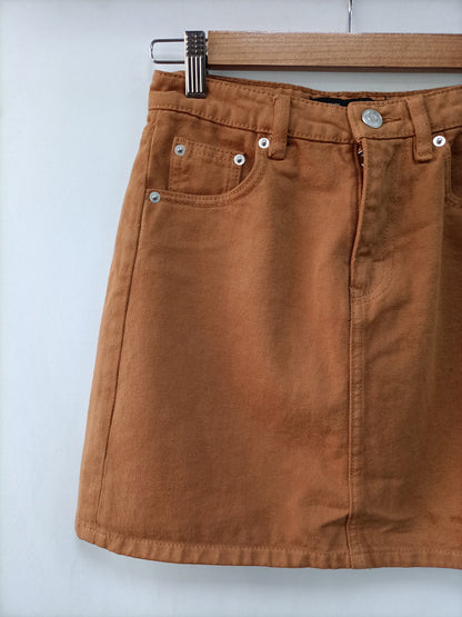 STRADIVARIUS. Falda denim teja T.34