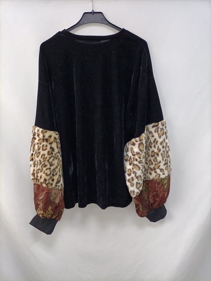 ZARA. Sudadera negra terciopelo T.s