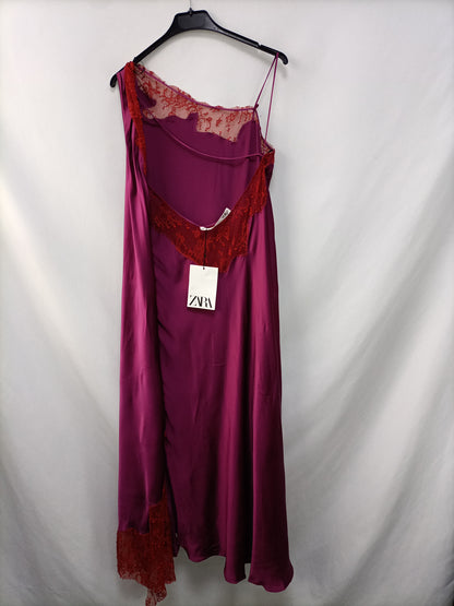 ZARA. Vestido largo lencero T.s