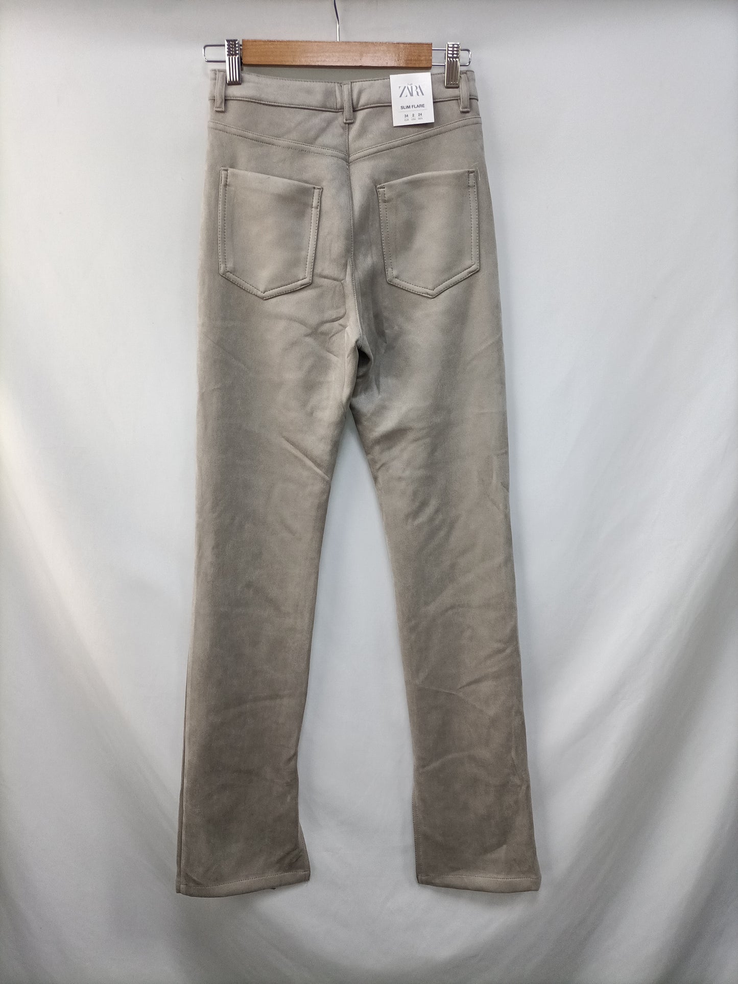ZARA. Grey Suede Trousers Size 34