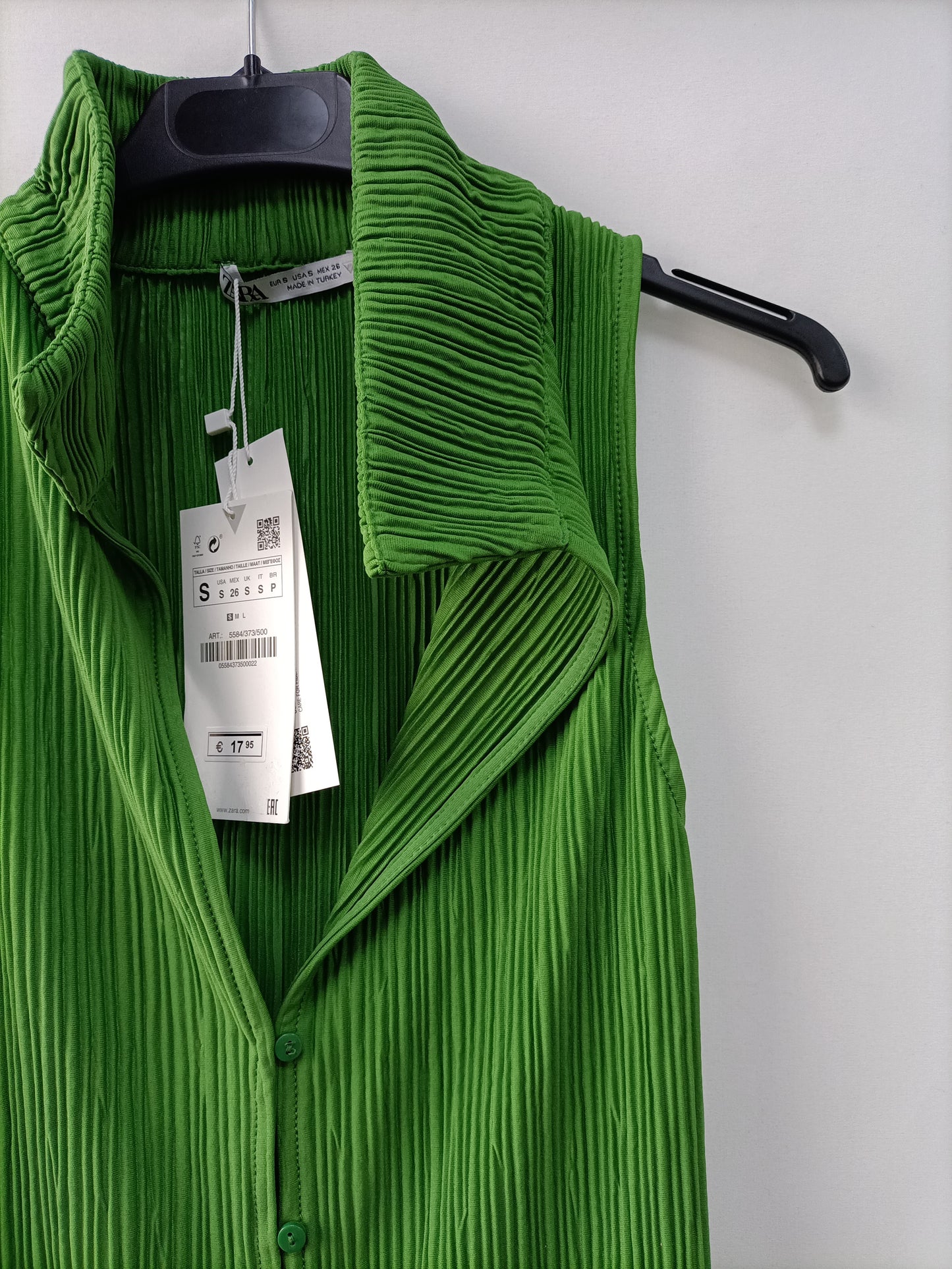 ZARA Top verde plisado T.s