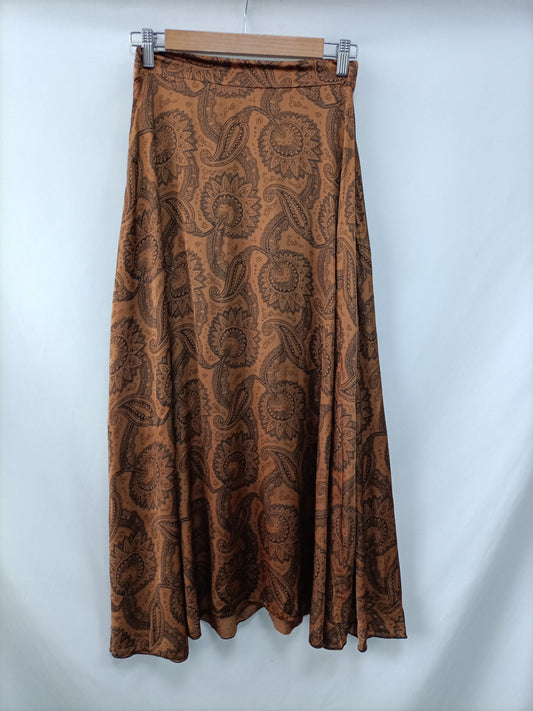 OTRAS. Falda midi marrón amebas T.u(s/m)