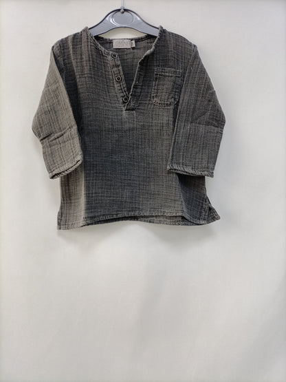 OMINI. Grey cotton shirt, size 12 months