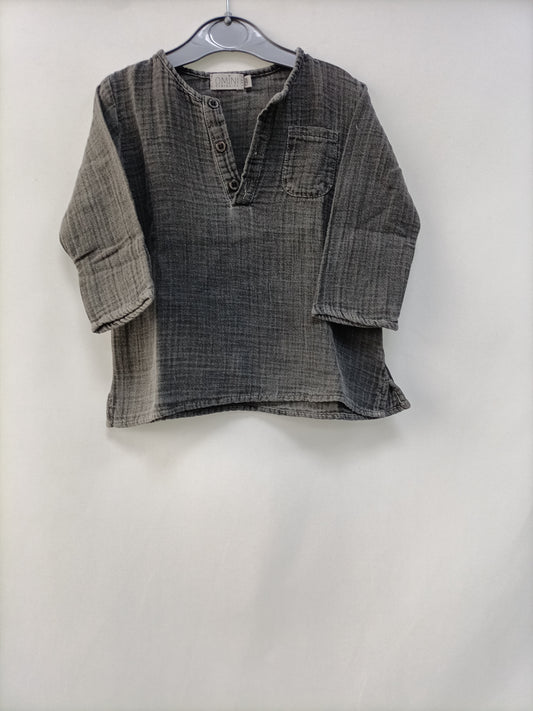 OMINI. Grey cotton shirt, size 12 months