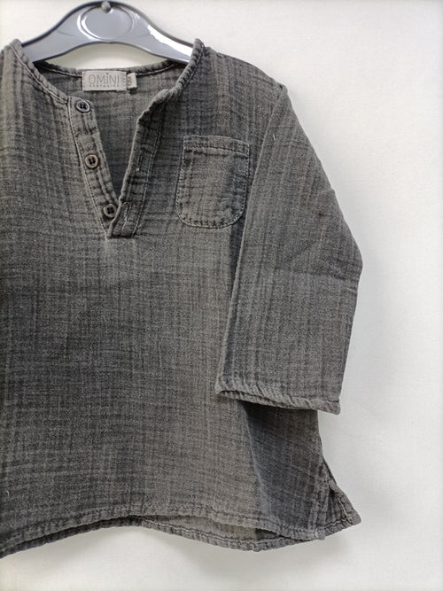 OMINI. Camisa gris algodón T.12 meses