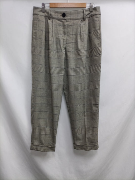 MONOPRIX FEMME. Beige houndstooth pants T.42