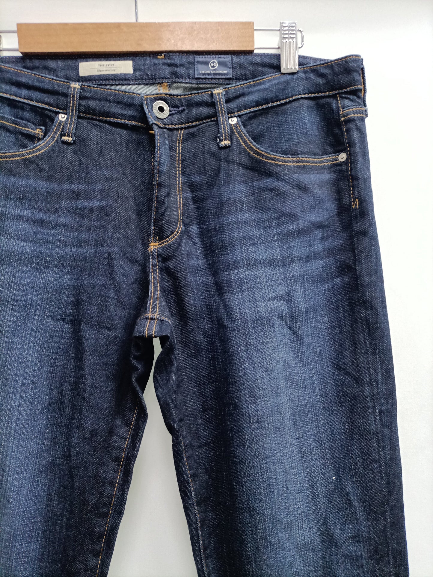 ADRIANO GOLDSHMIED. Dark denim trousers, size 40