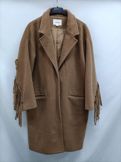 SLOWLOVE. Abrigo paño flecos T.s (tara)