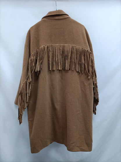 SLOWLOVE. Abrigo paño flecos T.s (tara)
