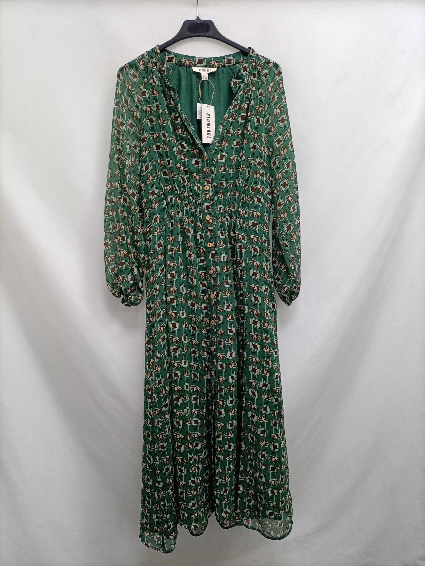 SLOWLOVE. Vestido largo verde T.m