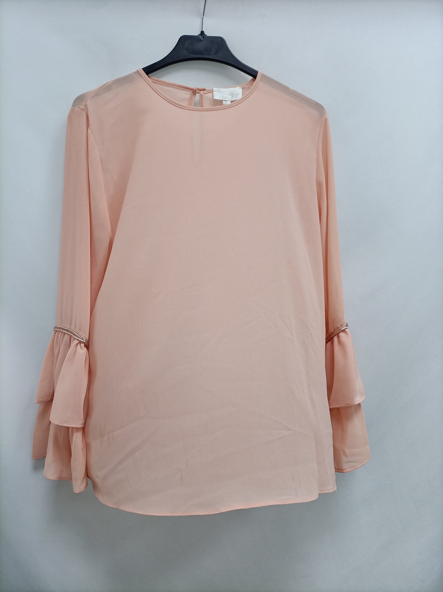 SRTRENA. Tl semi-transparent pink blouse