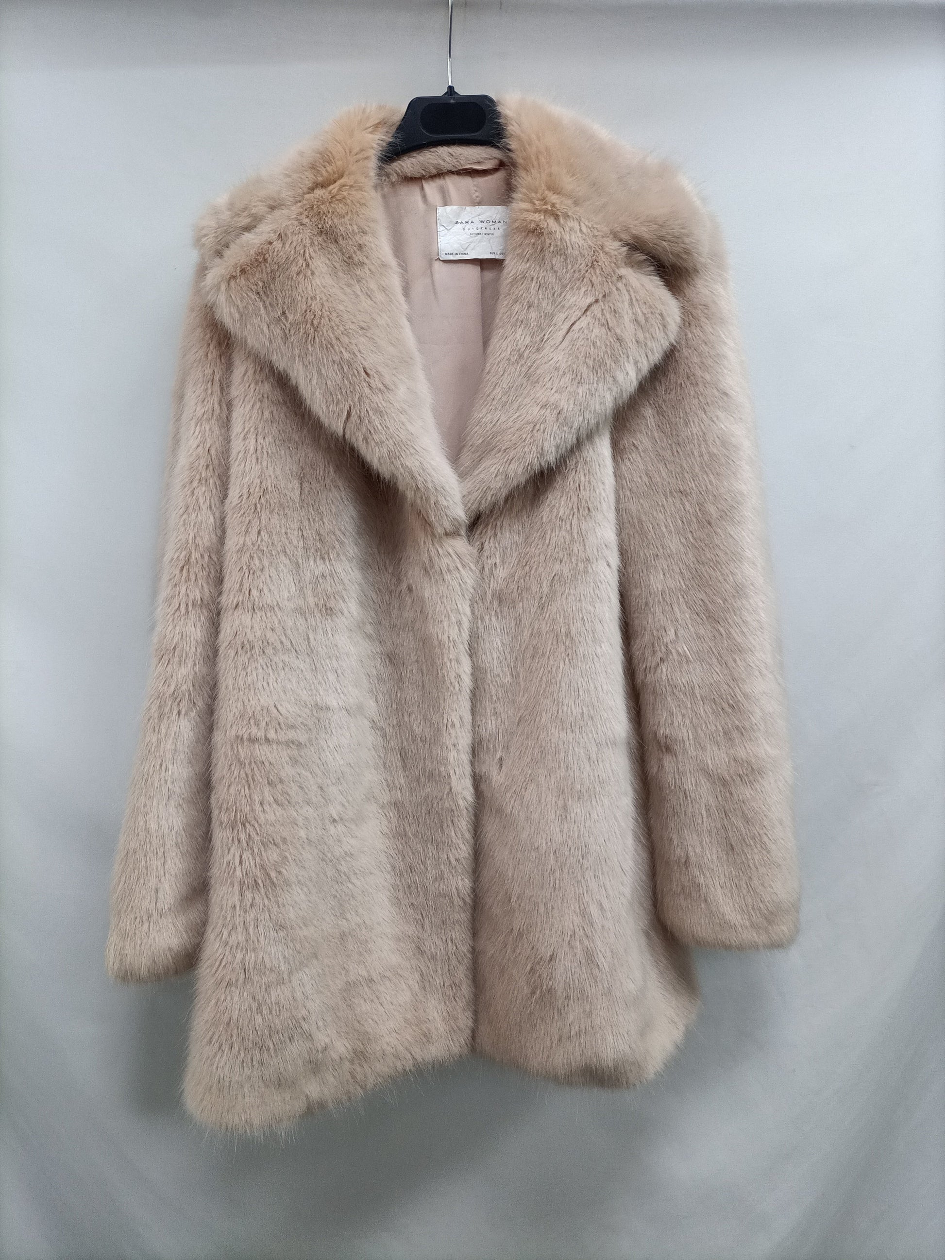 Zara Abrigo Pelo Corto Mujer Abrigo Pelo Beige – Hibuy Market