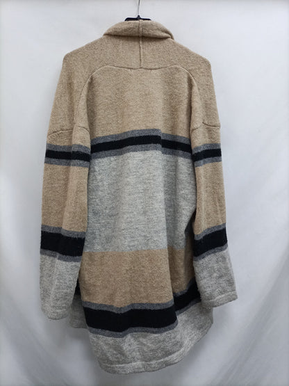 MANGO. Beige striped cardigan Ts