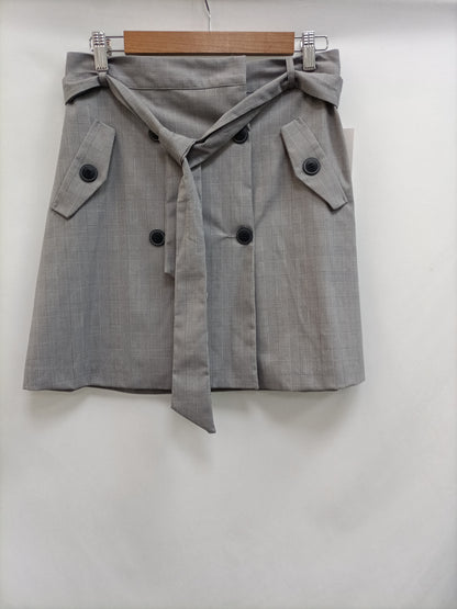 ZARA. Falda gris cuadros T.m
