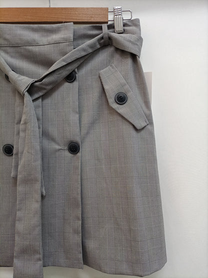 ZARA. Falda gris cuadros T.m