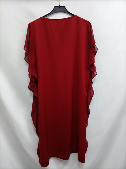 OTHERS. Burgundy Tu(l) ruffled dress