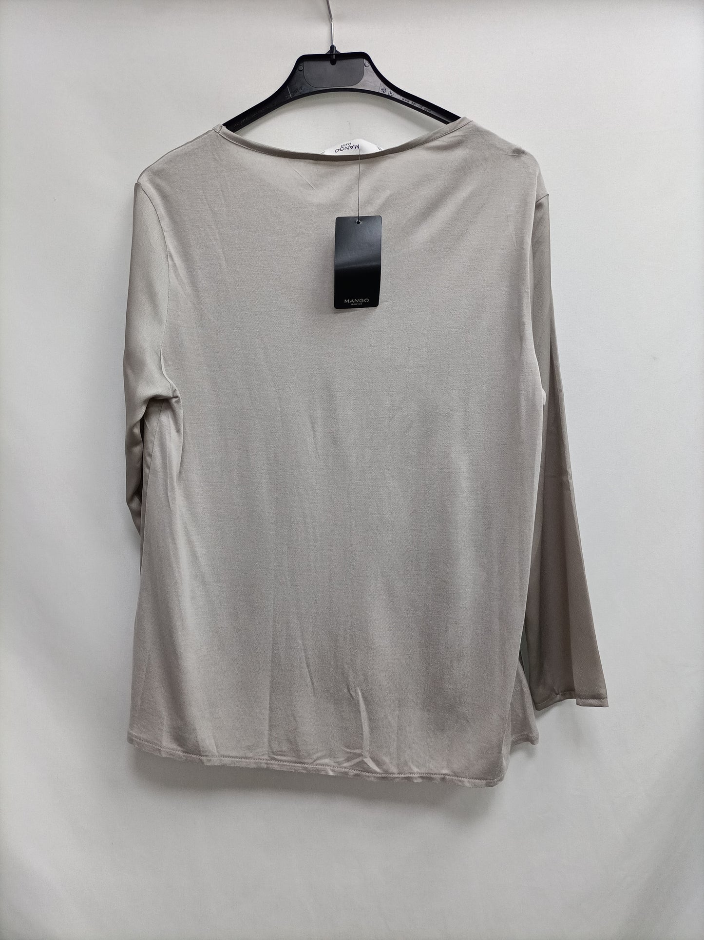 MANGO. Double textured gray Ts blouse