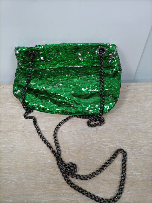 MANGO.Bolso verde lentejuelas