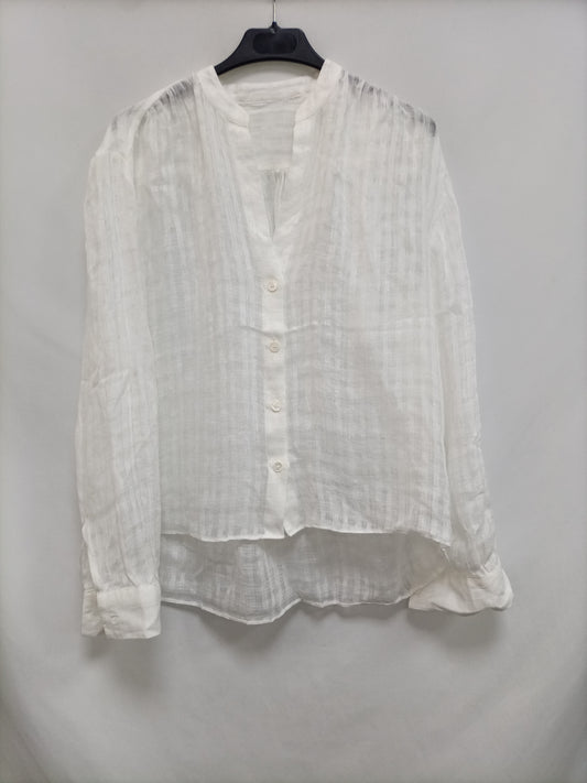 OTRAS. Blusa blanca semitransparente T.u(s)