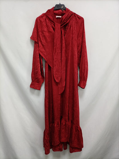 MASSCOB. Vestido burdeos estampado T.xs