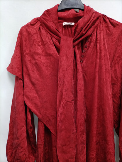 MASSCOB. Vestido burdeos estampado T.xs