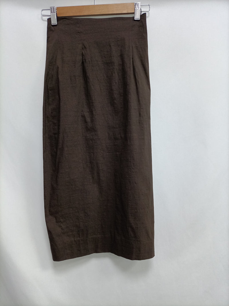 CORTANA. Falda midi marrón T.36