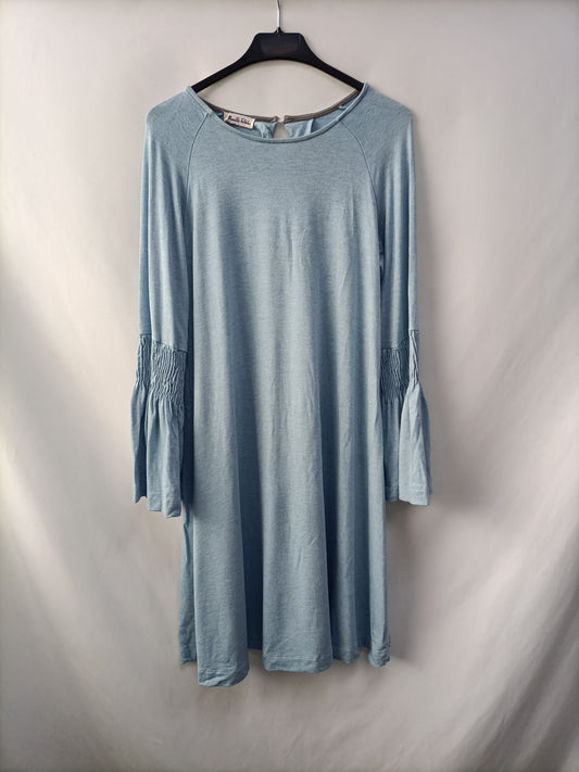 MANOLITA FALDOTAS. Vestido azul mangas T.u(m)