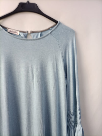 MANOLITA FALDOTAS. Vestido azul mangas T.u(m)