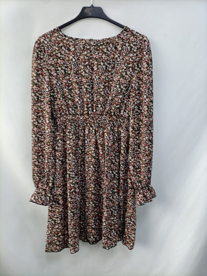 SHEIN. Vestido negro flores T.m