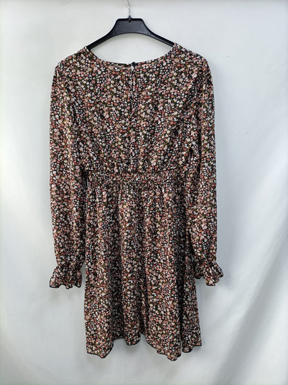 SHEIN. Vestido negro flores T.m