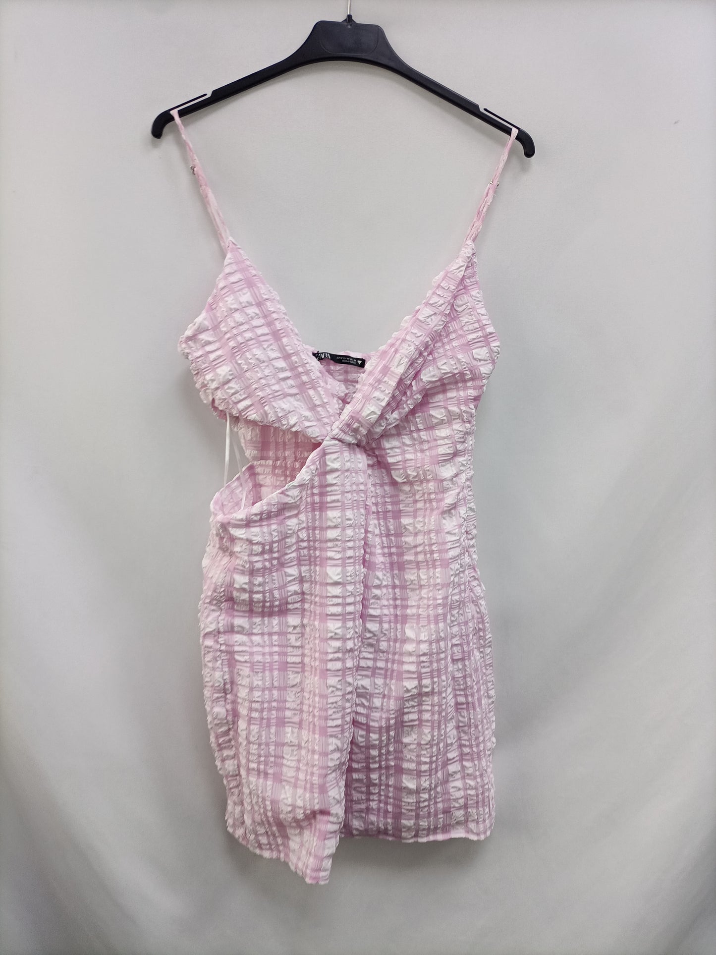 ZARA. Vestido cuadros apertura T.m