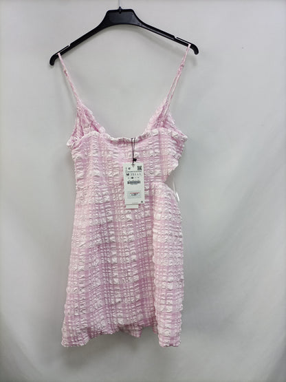 ZARA. Vestido cuadros apertura T.m