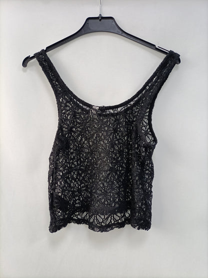 H&M.Top negro encaje T.34