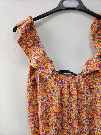 ZARA.Mono corto flores T.XS